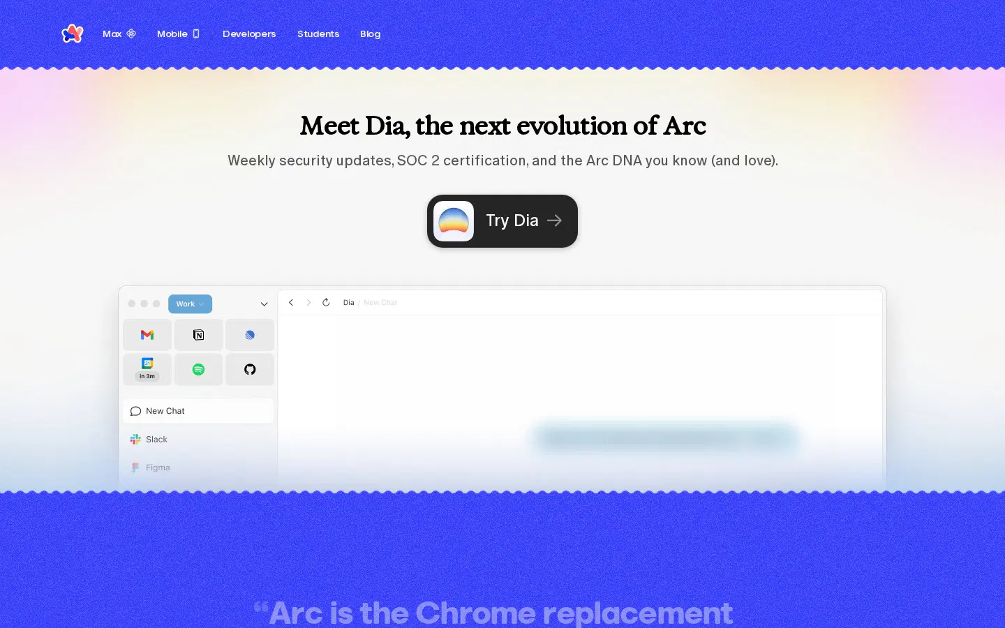 Arc hero section