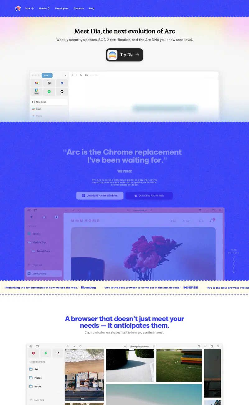 Arc website design