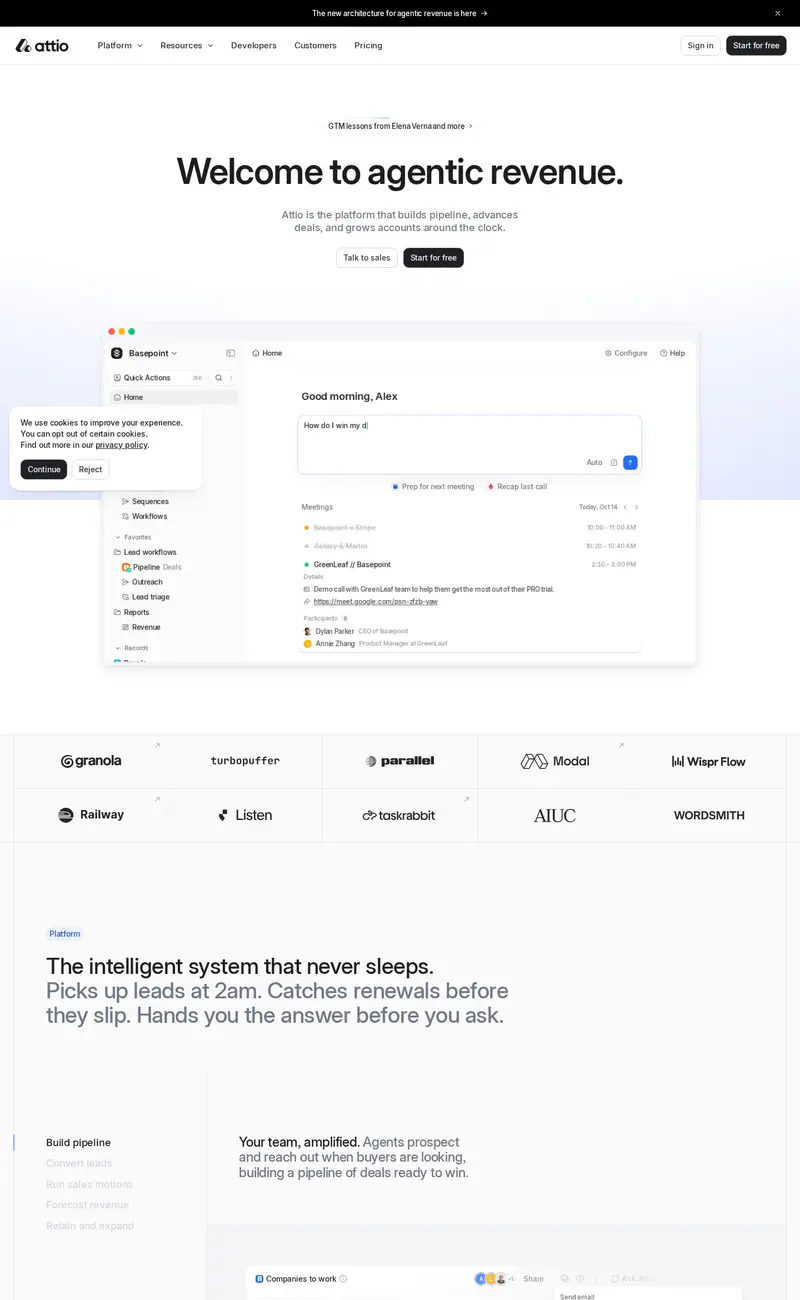 Attio website design