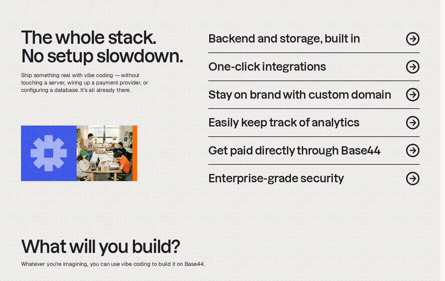 Base44 features section