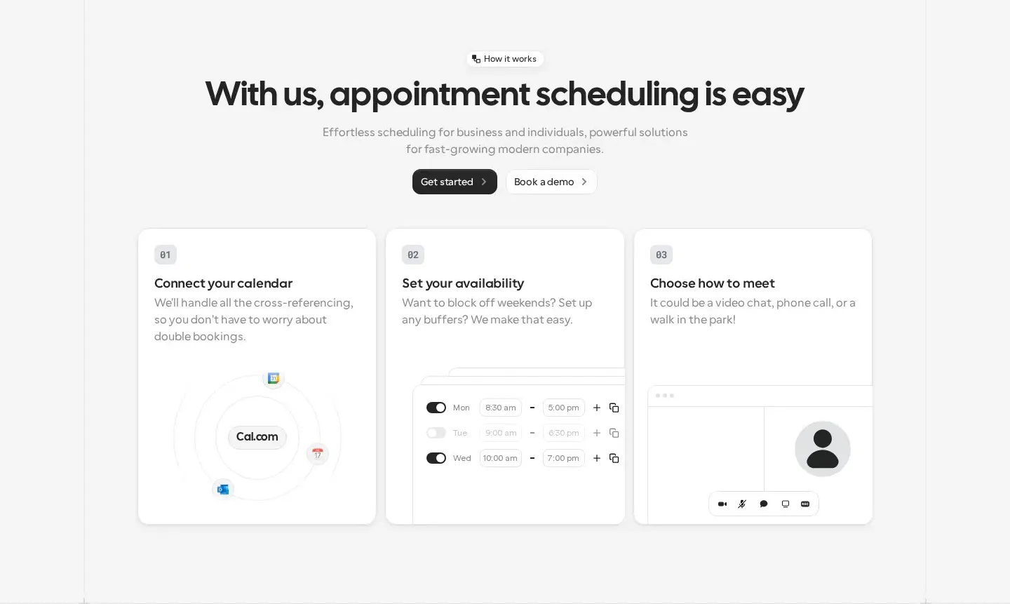 Cal.com features section