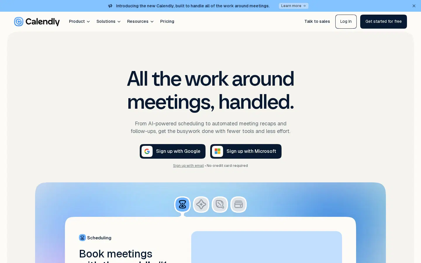 Calendly hero section