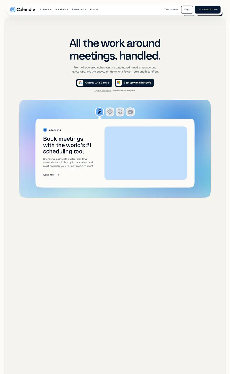 Calendly website design