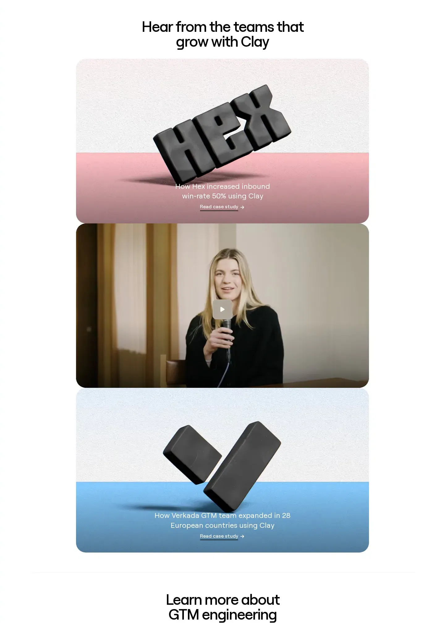 Clay testimonials section
