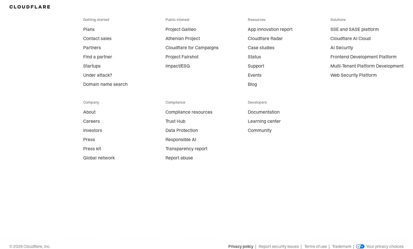 Cloudflare footer section