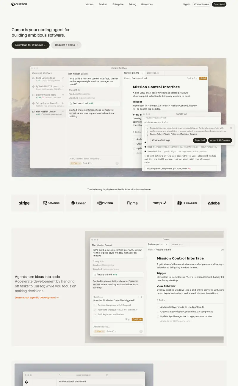 Cursor website design