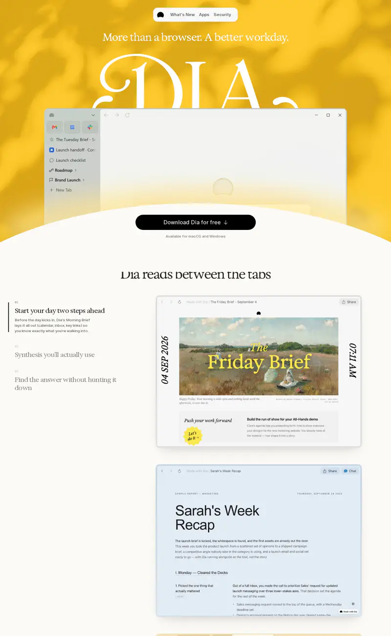 Dia website design
