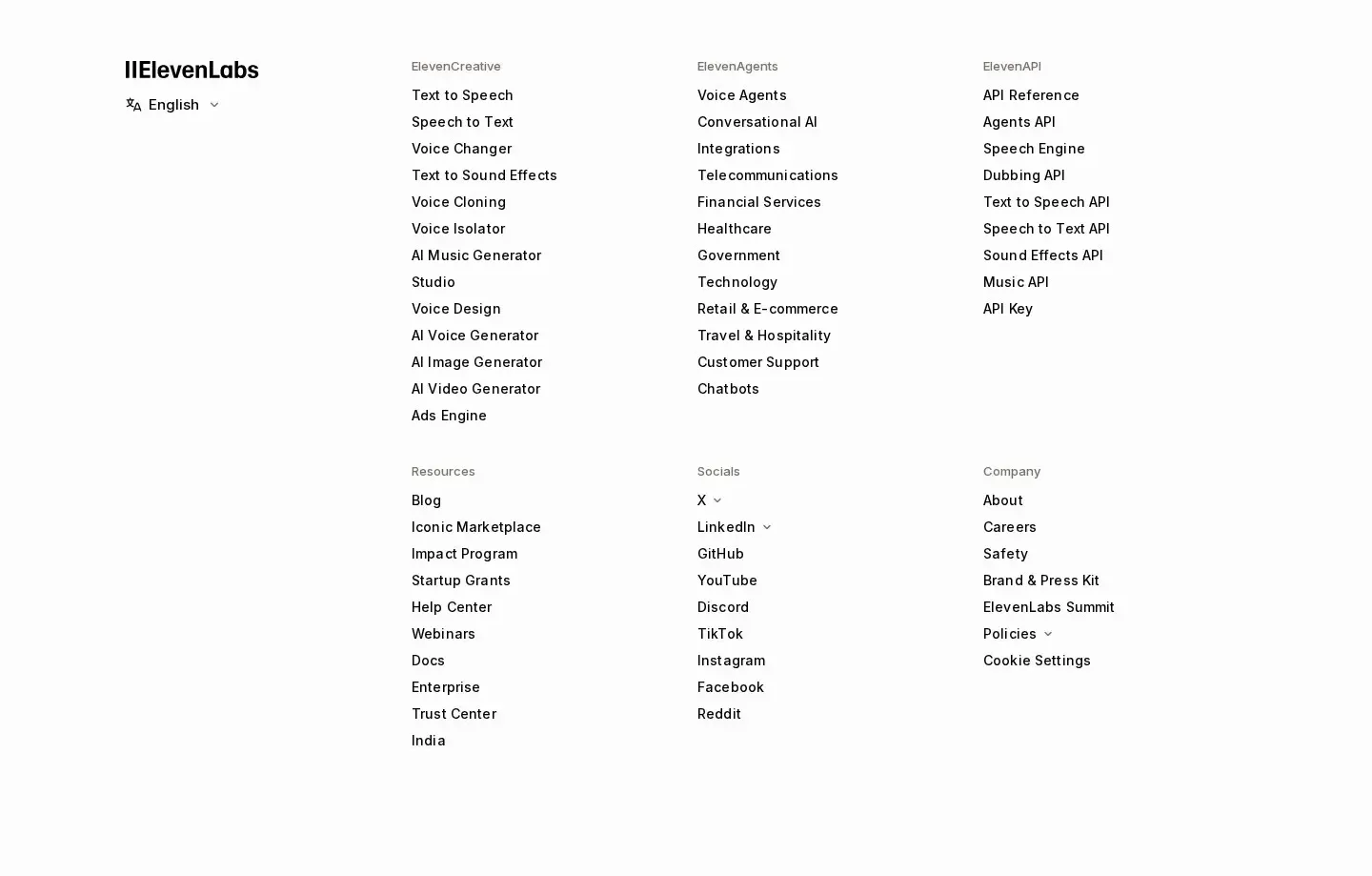 ElevenLabs footer section