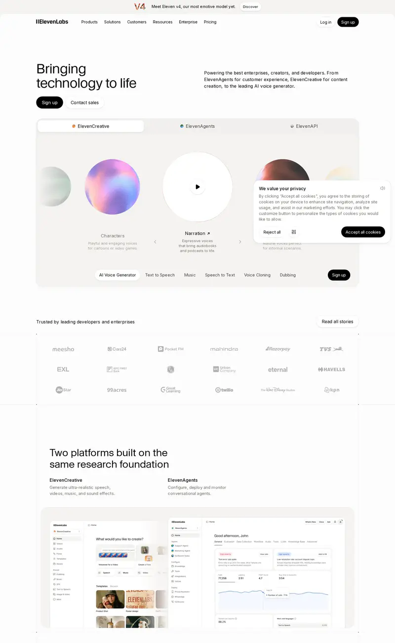 ElevenLabs website design