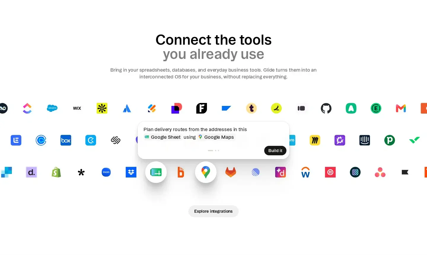Glide logos & stats section