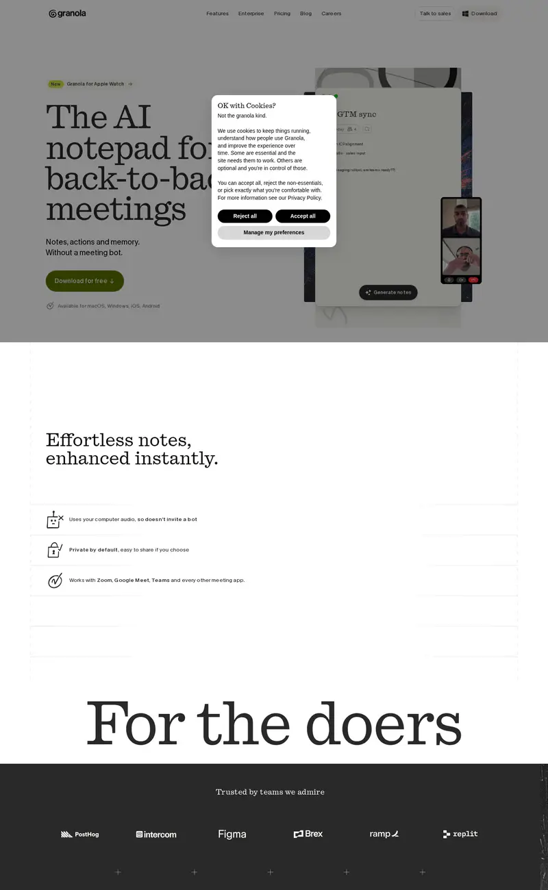Granola website design