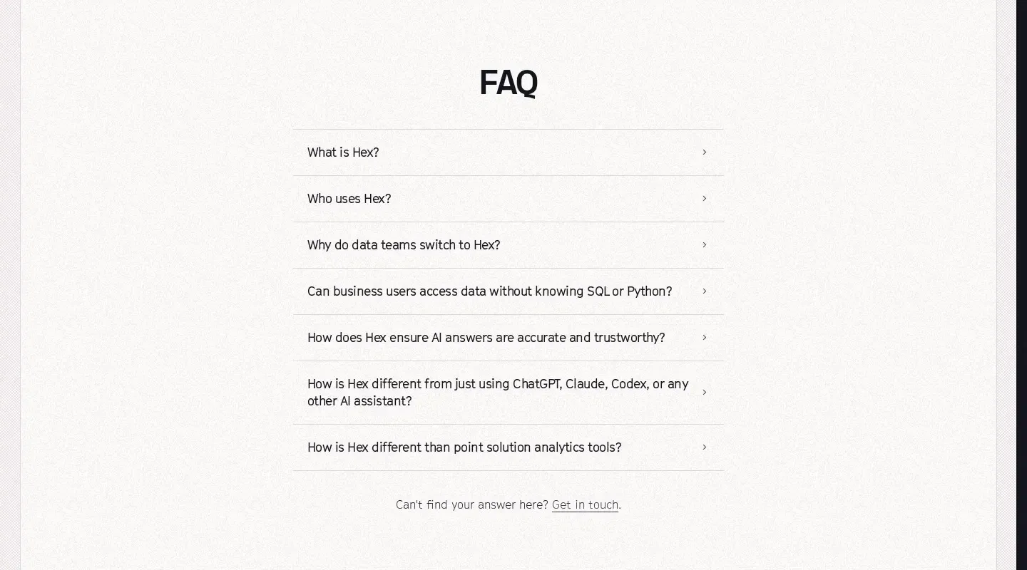 Hex faq section