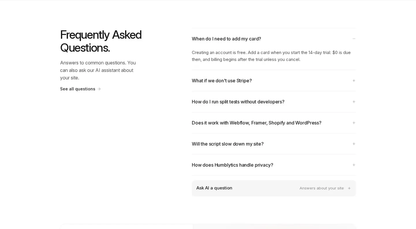 Humblytics faq section
