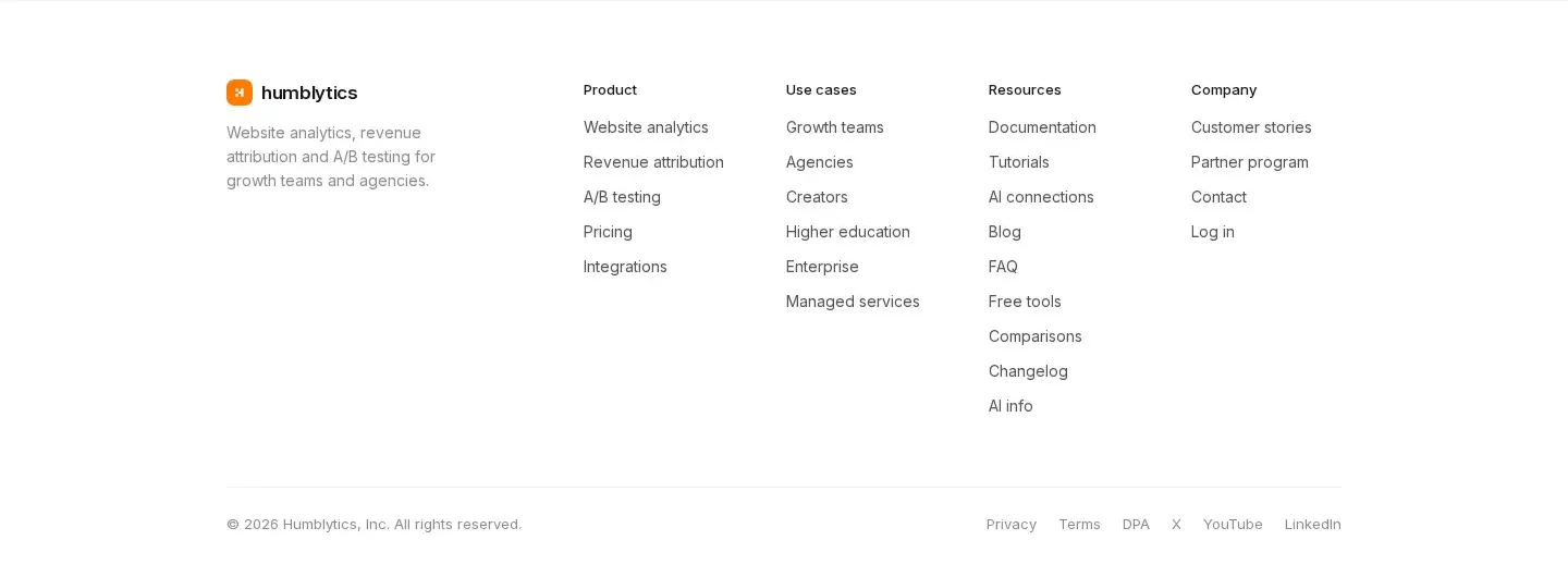 Humblytics footer section