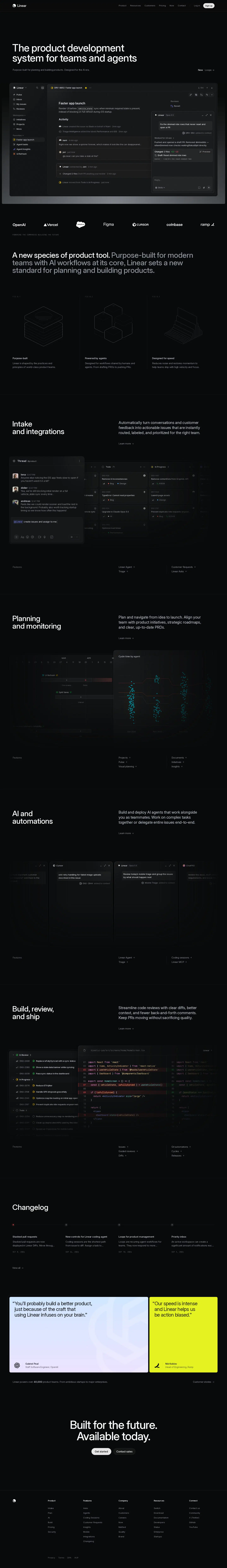 Full-page capture of the Linear website (linear.app)