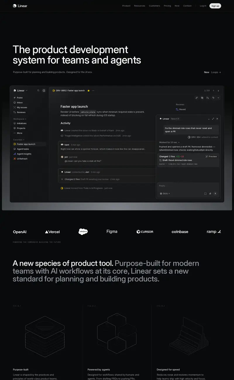 Linear website design