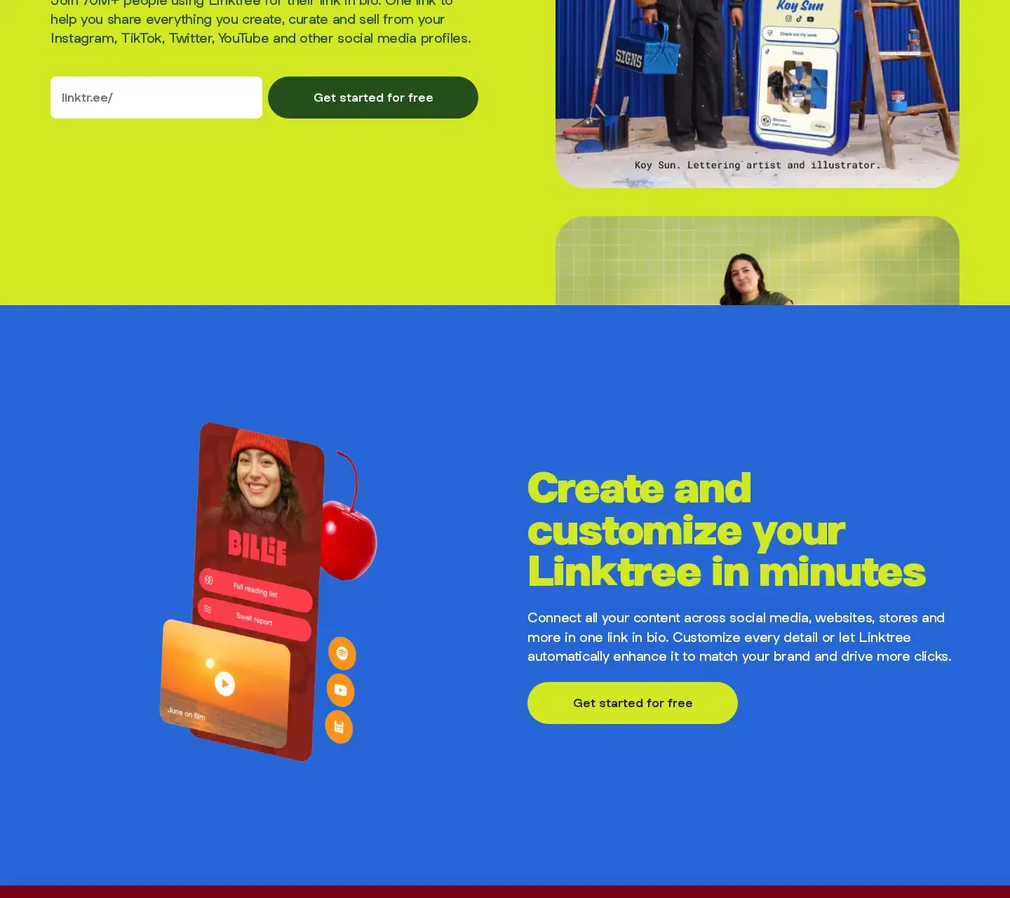 Linktree features section