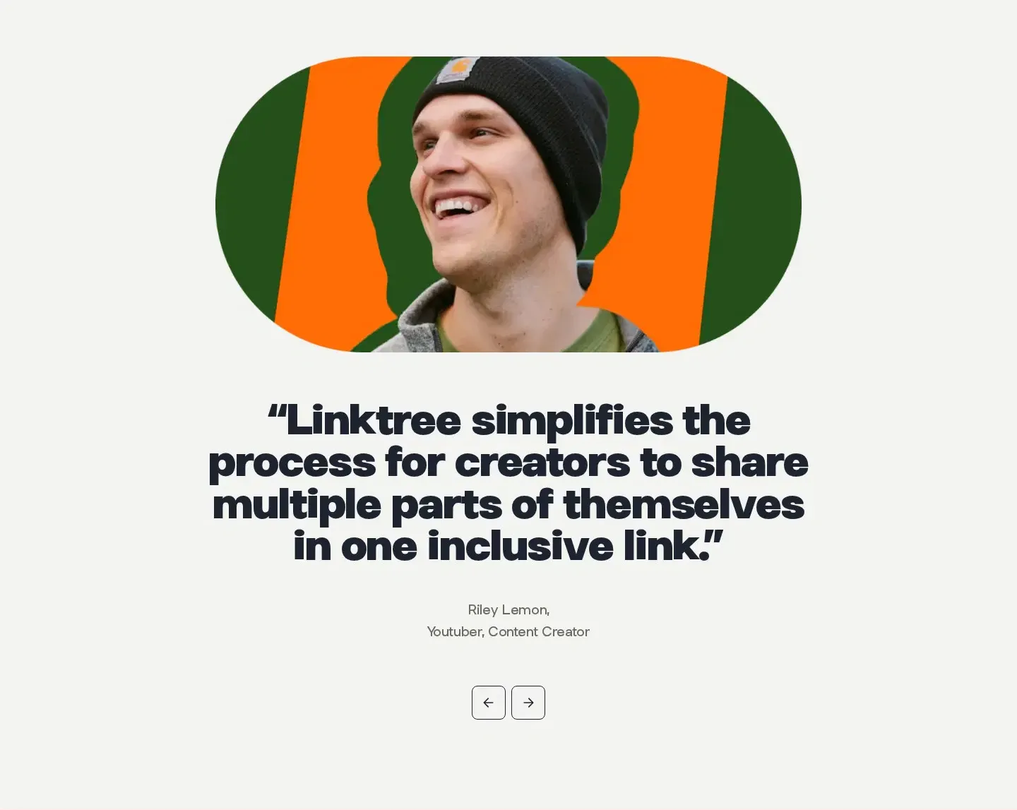 Linktree testimonials section