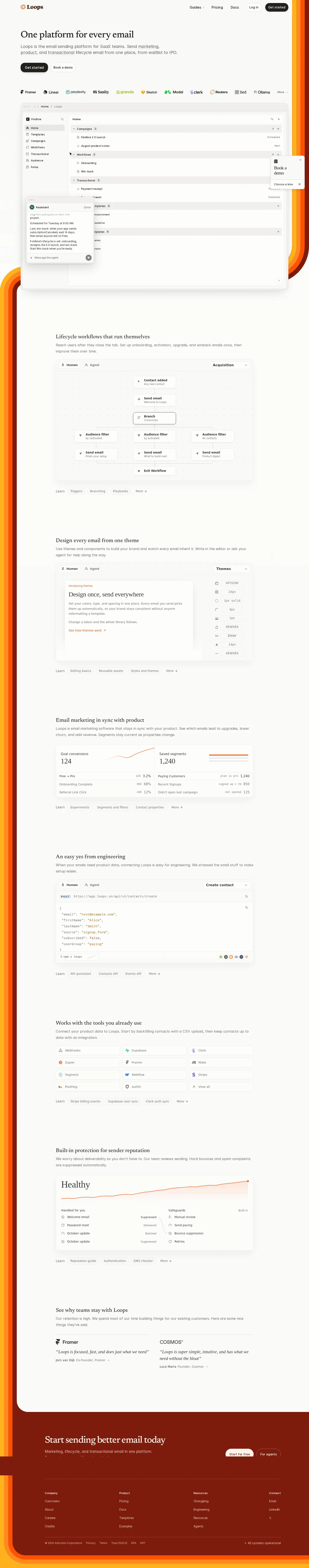 Full-page capture of the Loops website (loops.so)