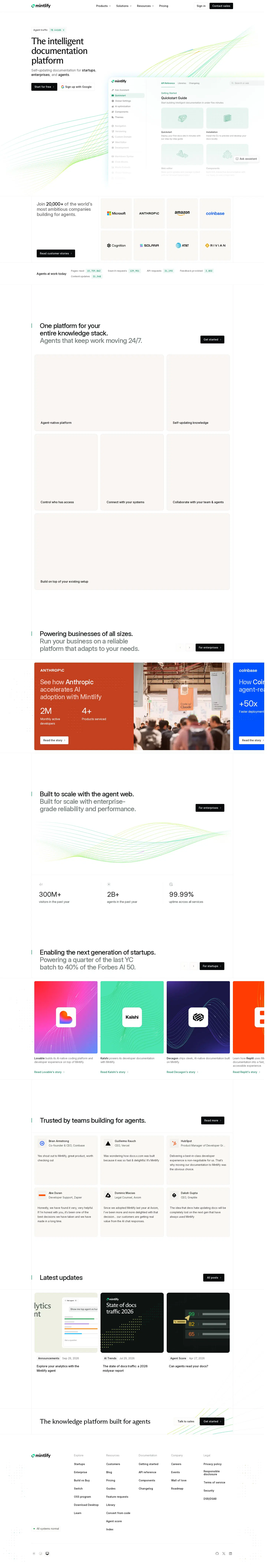 Full-page capture of the Mintlify website (mintlify.com)
