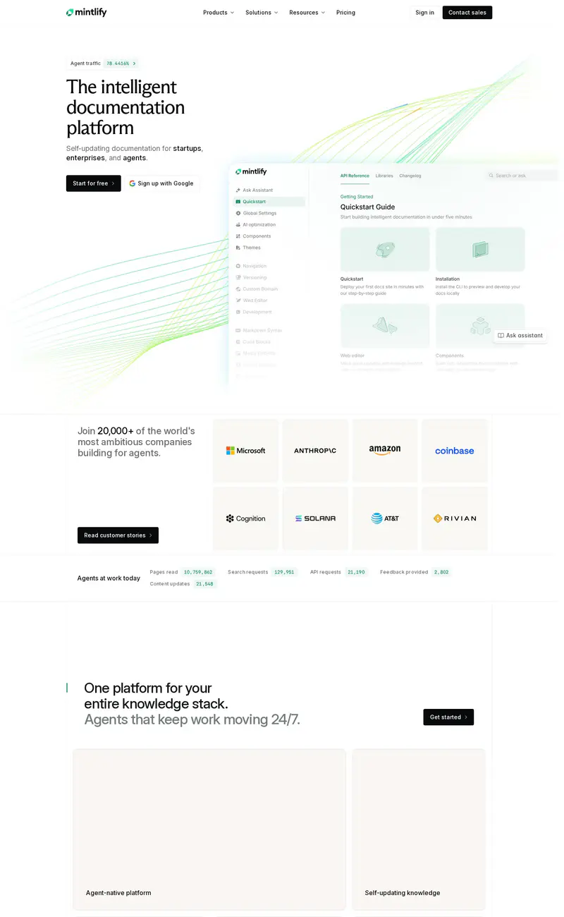 Mintlify website design