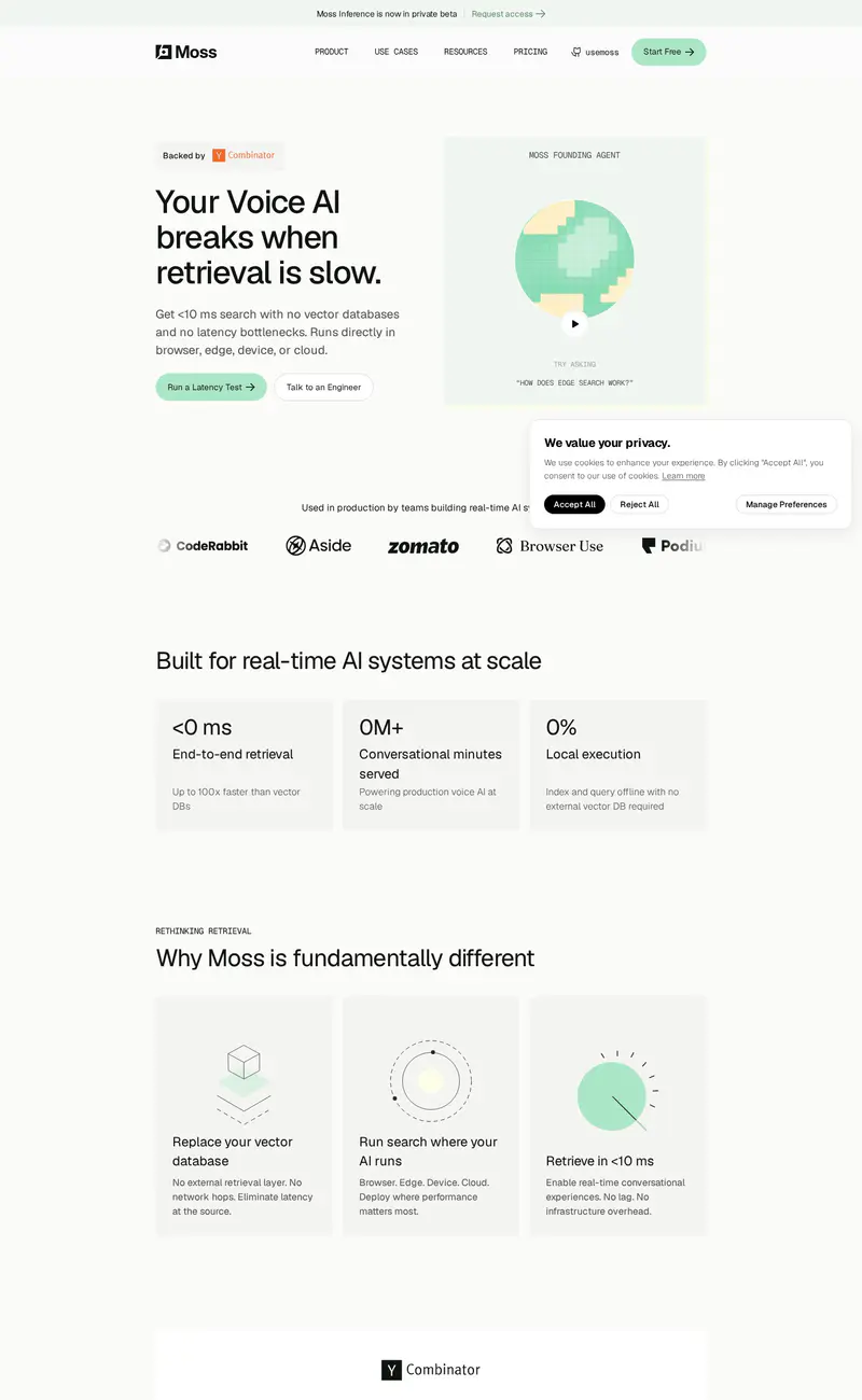 Moss website design