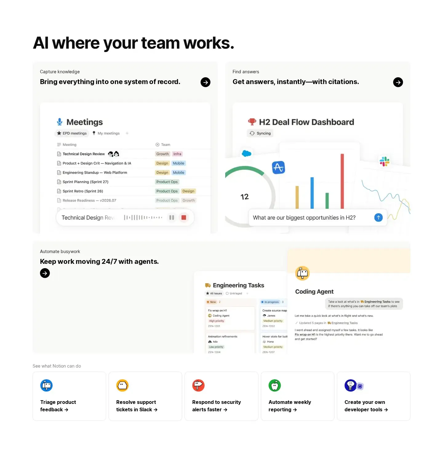 Notion features section
