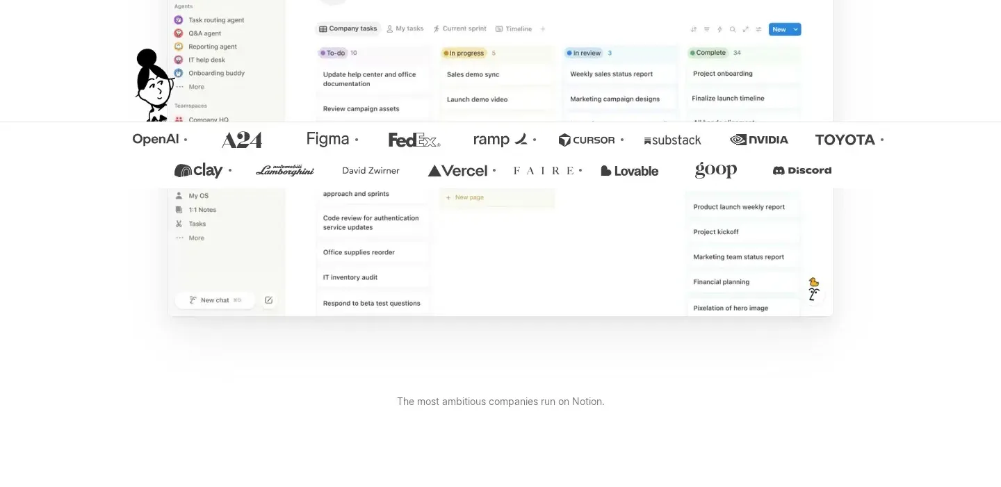 Notion logos & stats section