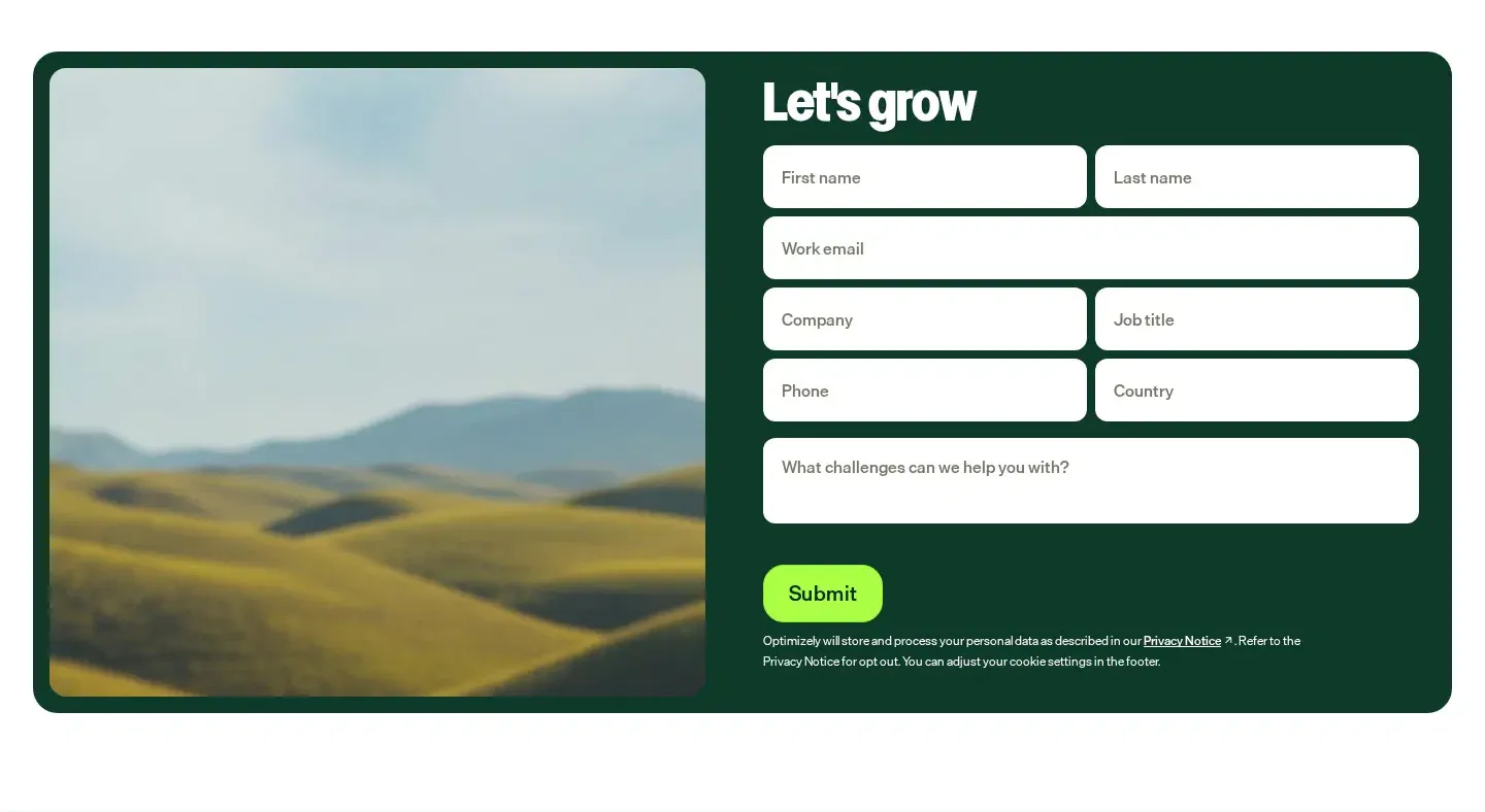Optimizely cta section