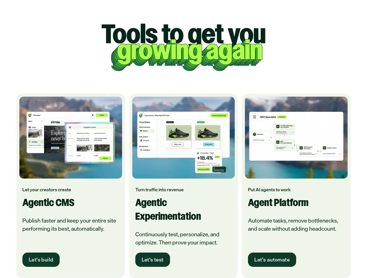 Optimizely features section