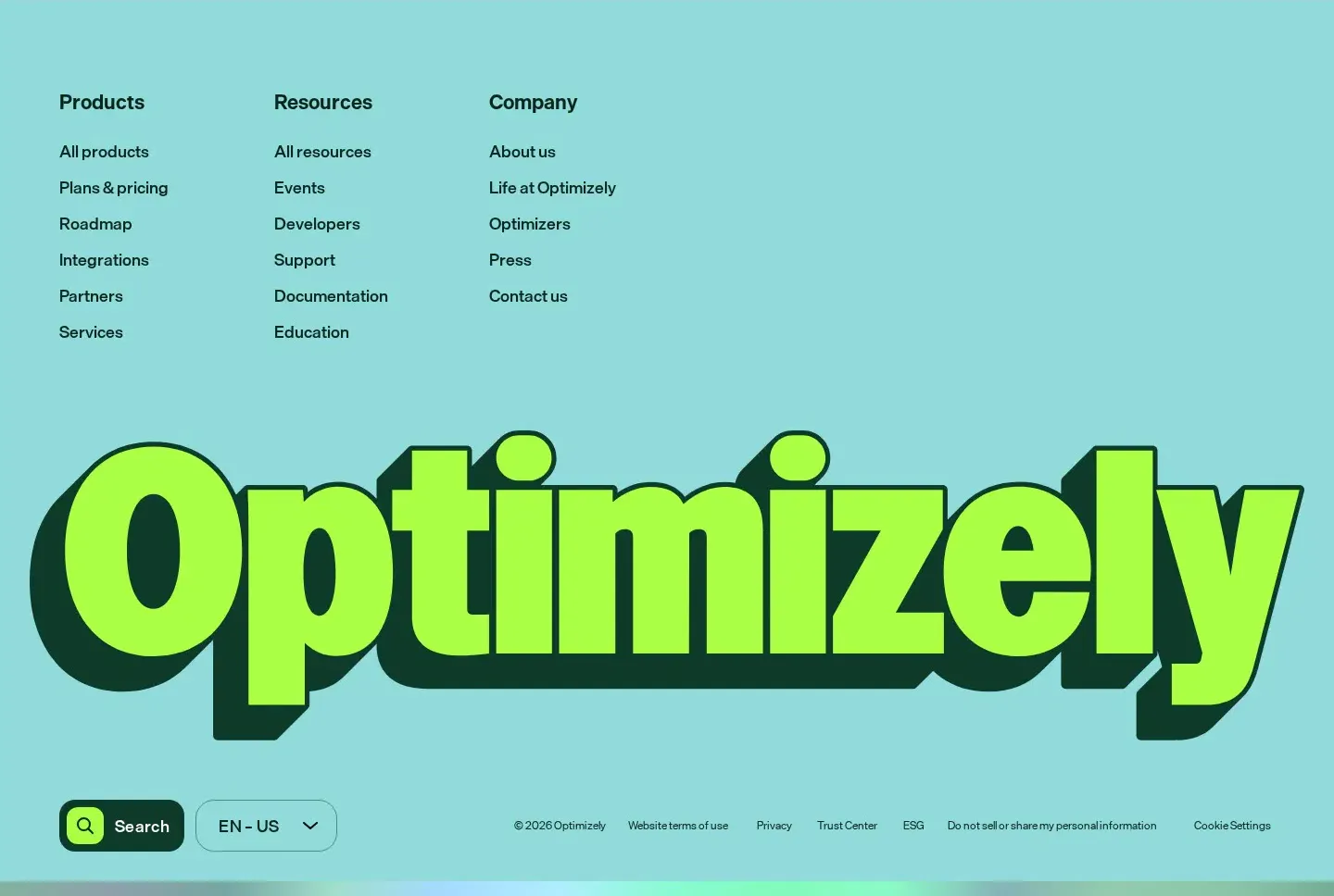Optimizely footer section