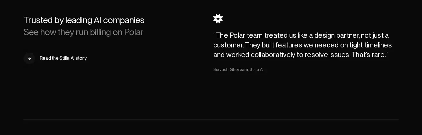 Polar testimonials section