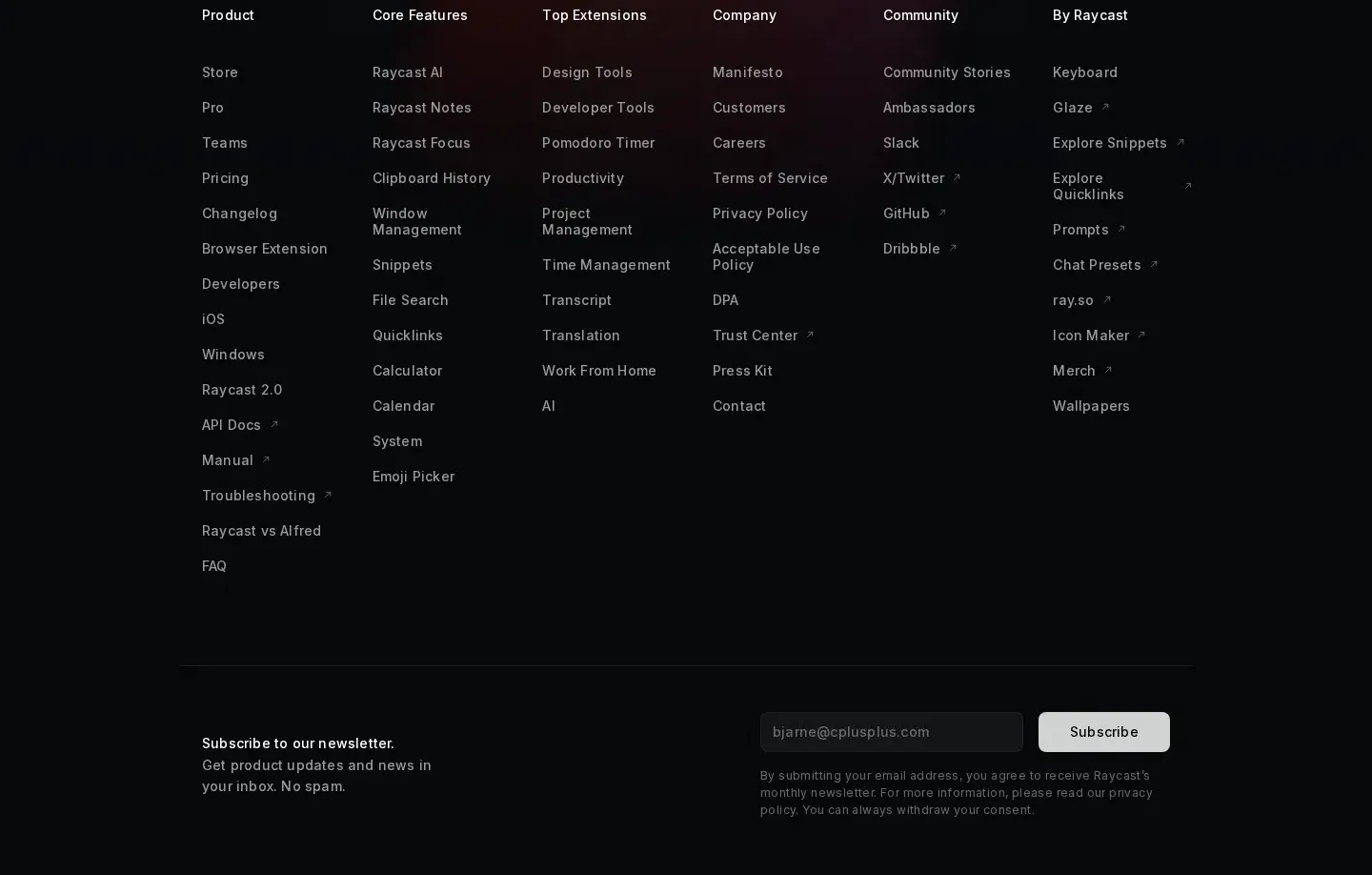 Raycast footer section