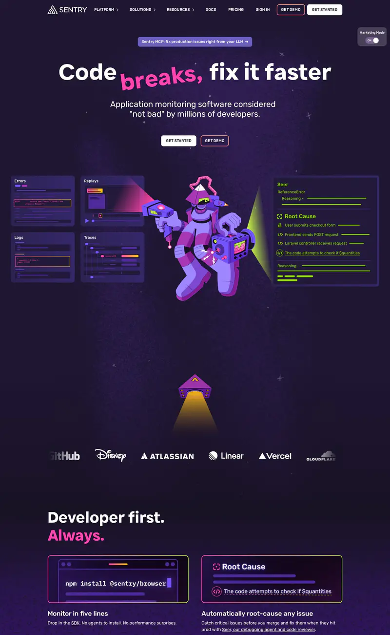 Sentry website design