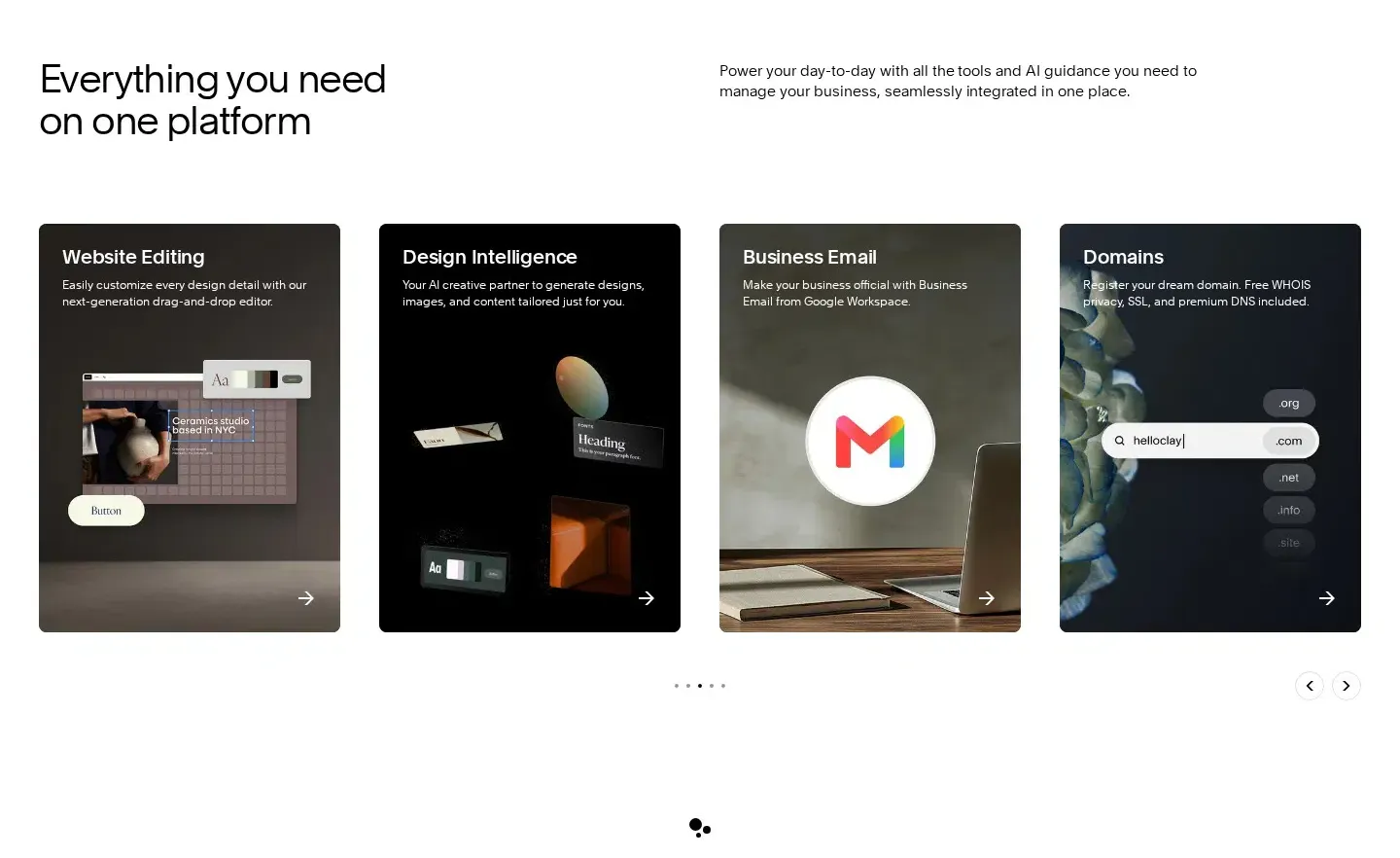 Squarespace features section