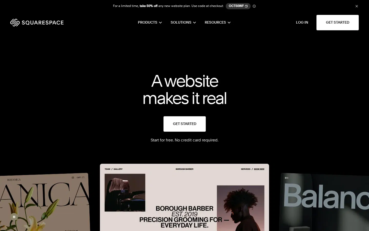 Squarespace hero section