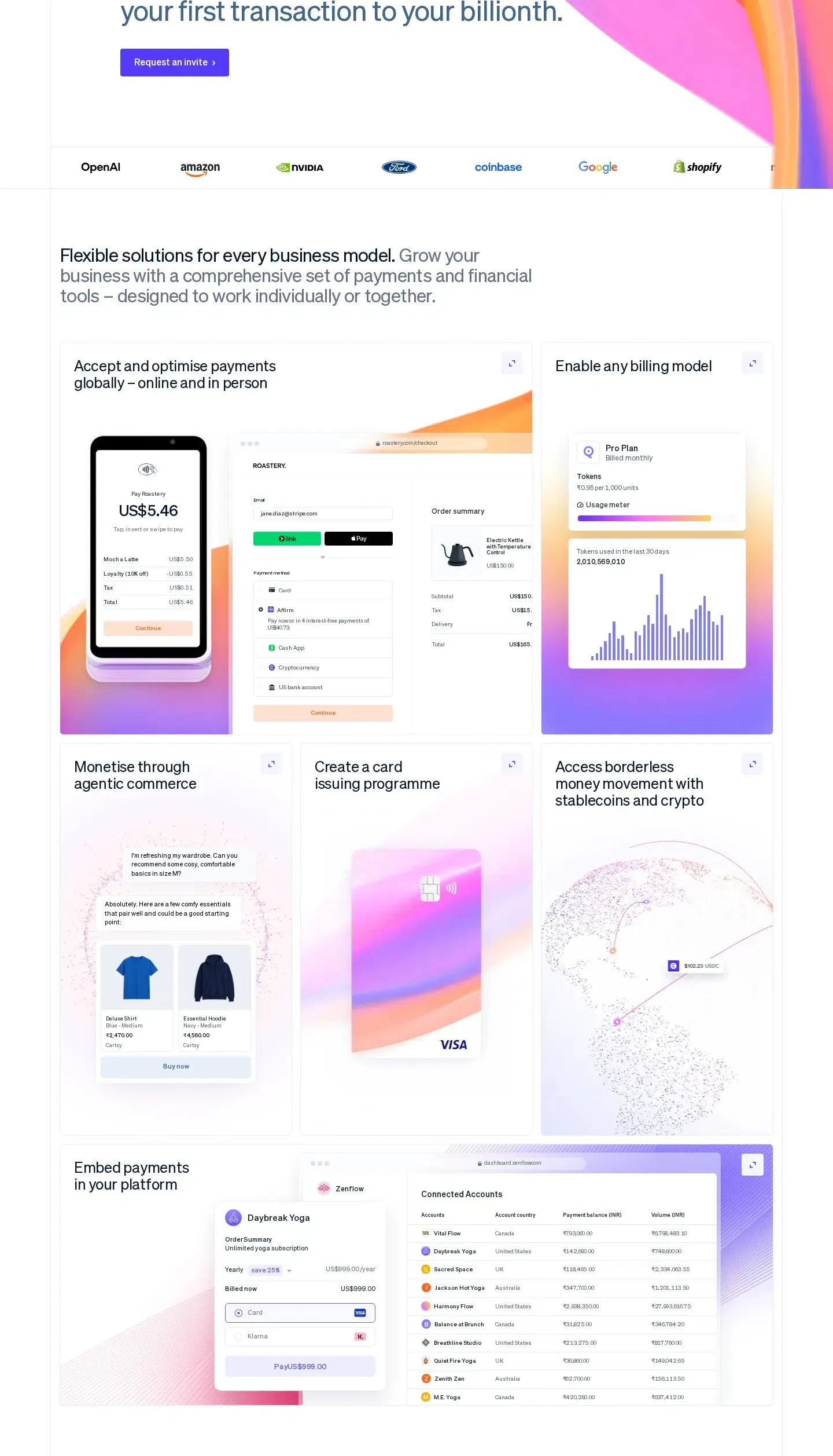 Stripe features section