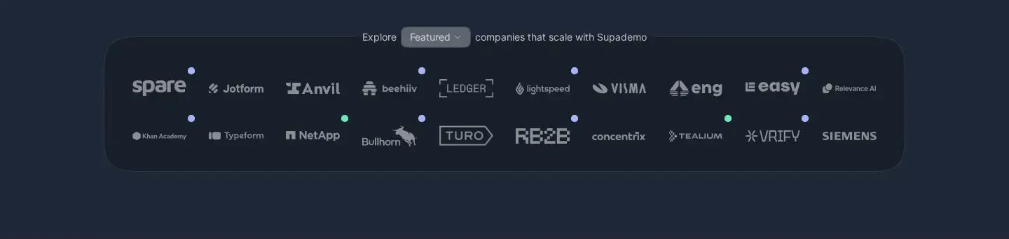 Supademo logos & stats section