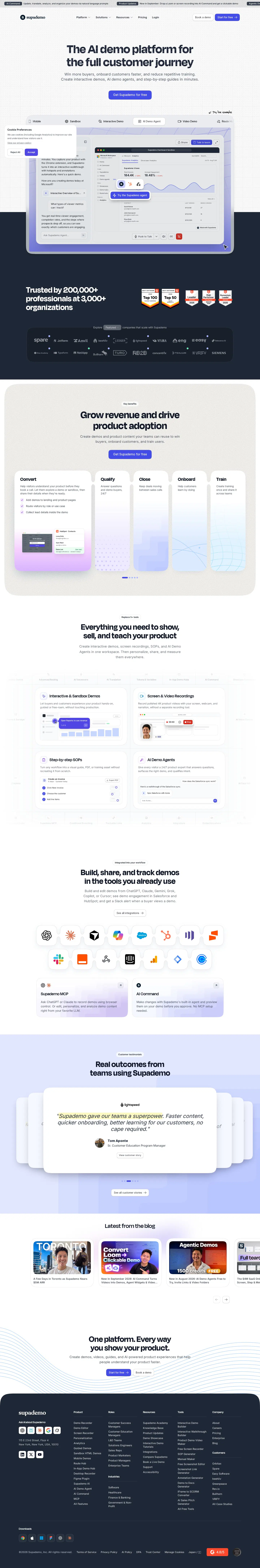 Full-page capture of the Supademo website (supademo.com)