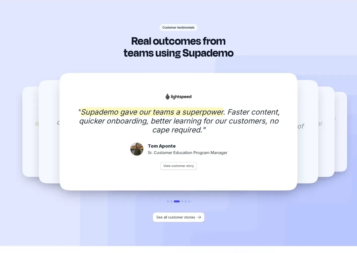 Supademo testimonials section