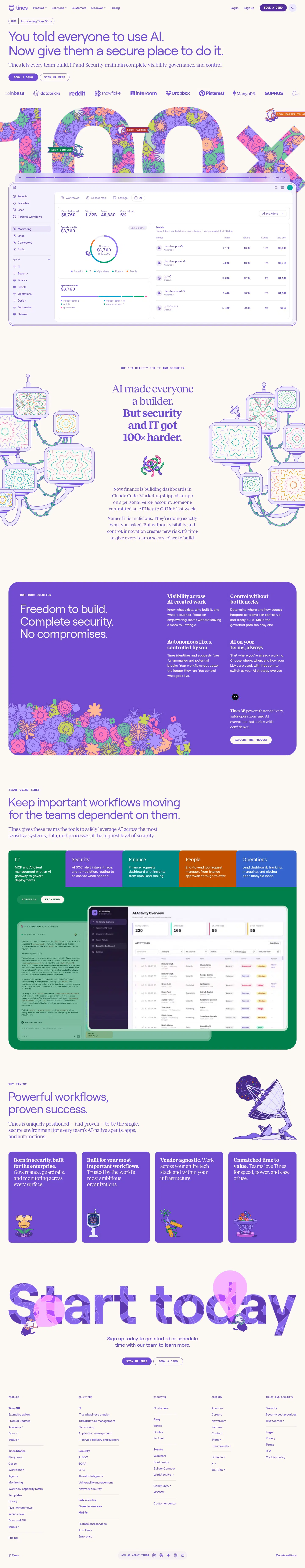 Full-page capture of the Tines website (tines.com)