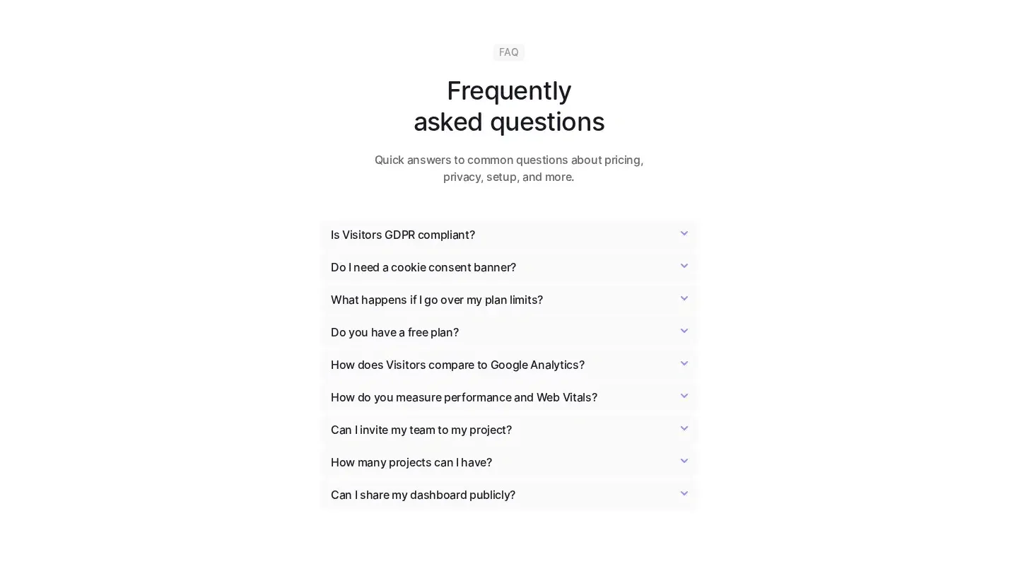 Visitors faq section