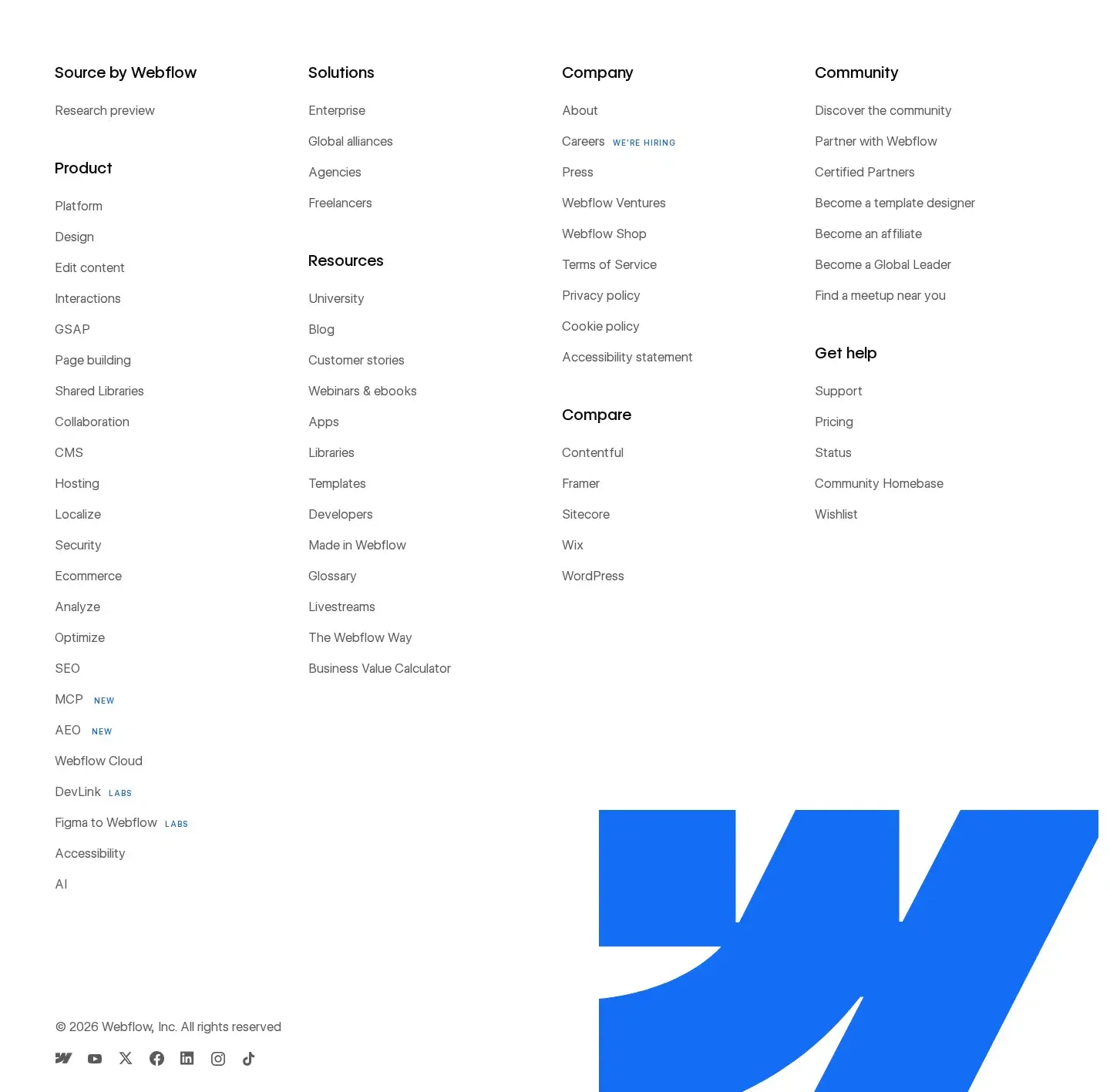 Webflow footer section