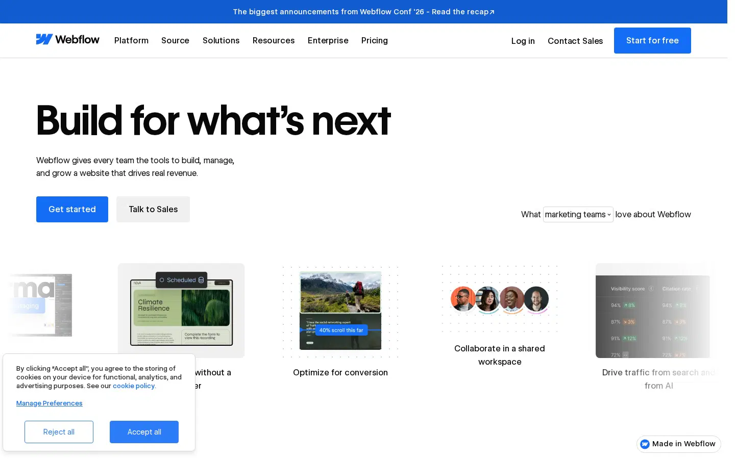 Webflow hero section