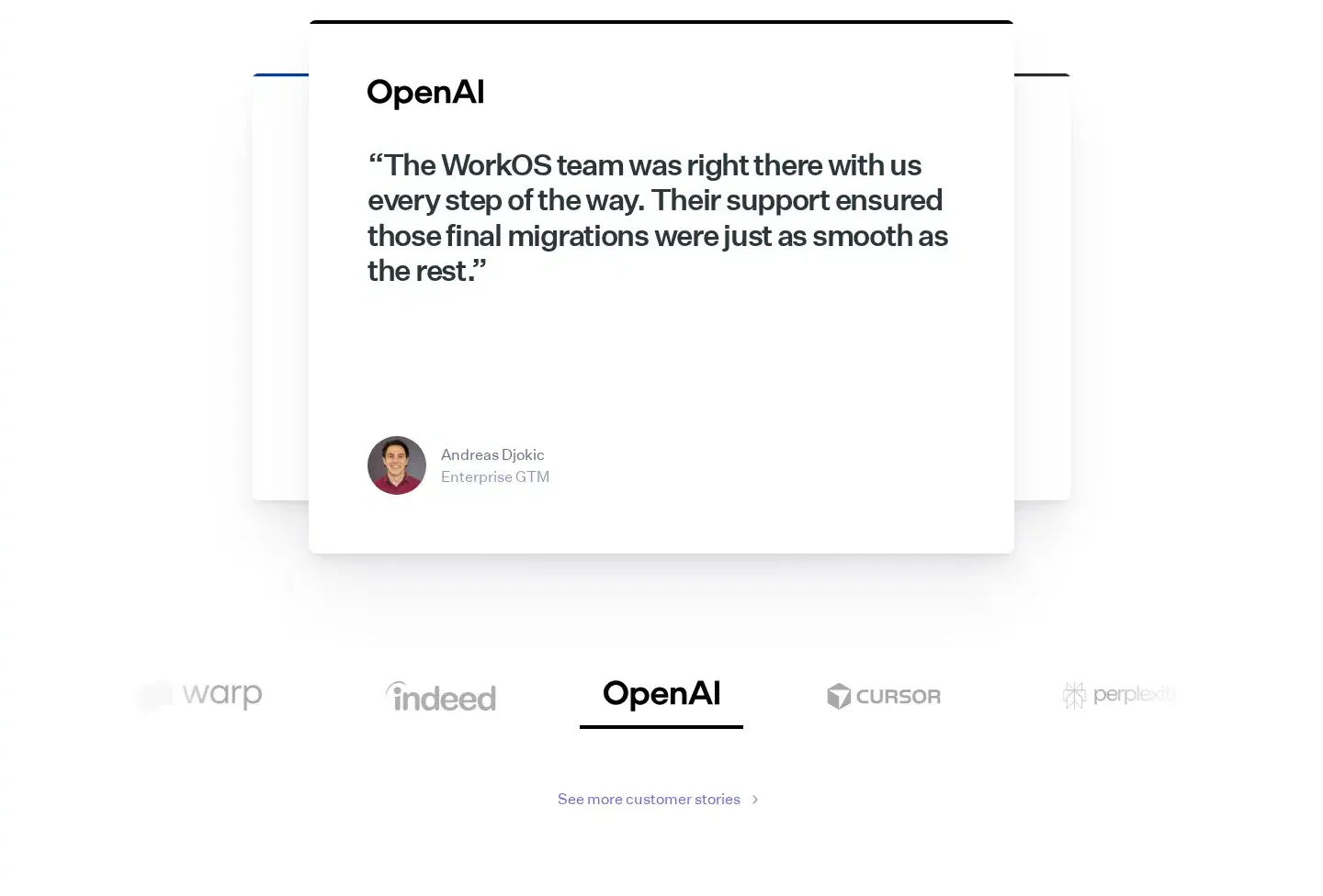 WorkOS testimonials section