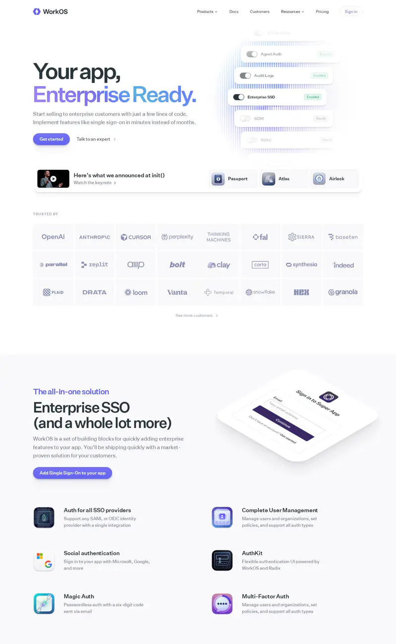 WorkOS website design